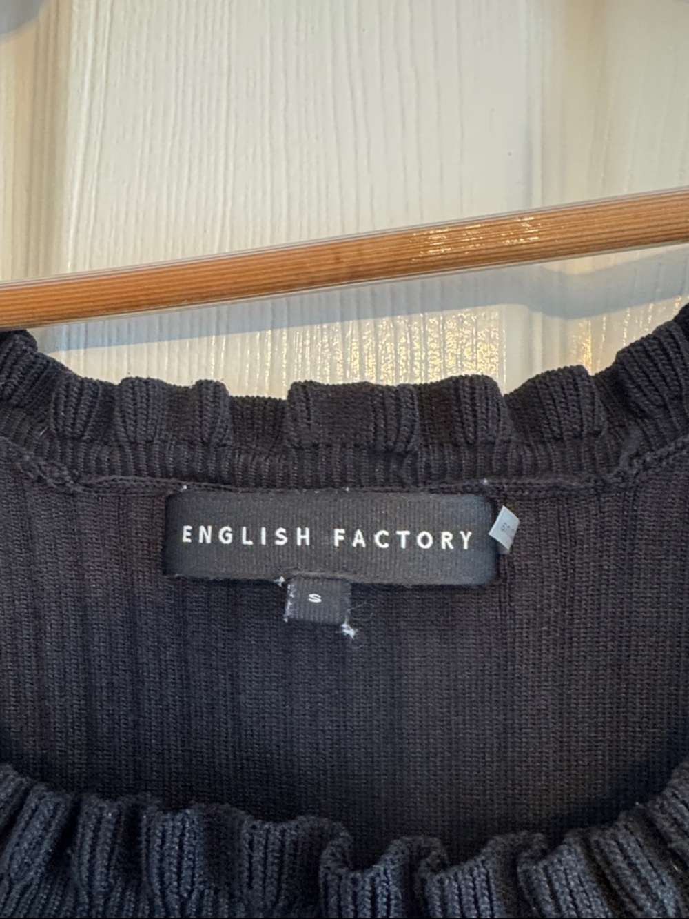 English Factory Black Ribbed Tank with Ruffle Trim - Picture 3 of 4